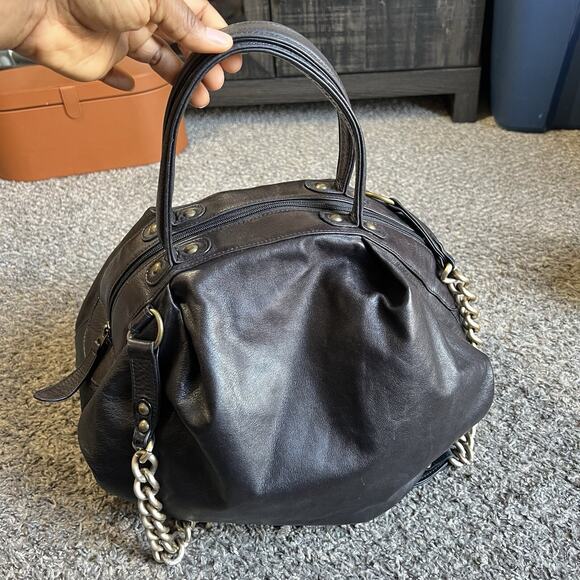 Jalda Chocolate Brown Soft Leather Round Shape Hobo Shoulder Bag Handbag - Picture 1 of 15